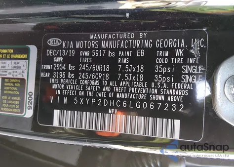 2020 Kia Telluride Lx from USA, damaged, VIN 5XYP2DHC6LG067232